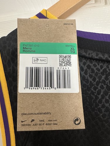 Size XL - Kobe Bryant LA Laker Mamba City Edition Swingman Mens Jersey Brand New - Picture 4 of 6