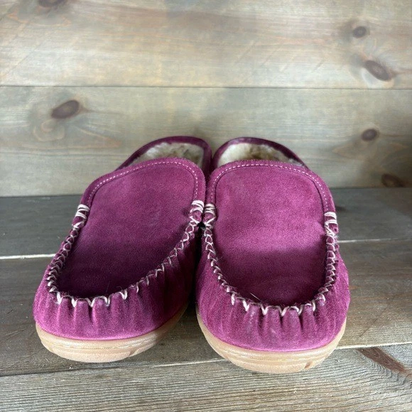 Ll Bean Wicked Good Mujer Talla 9 Zapatos Púrpura Gamuza Piel de Oveja Zapatillas Foto 4 de 4