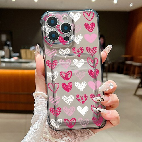 Shockproof Case with Card Slot Holder Heart for iPhone 16Pro Max 15 14 12 13 11 - Picture 13 of 16