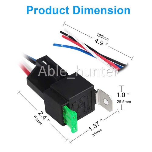 6PC 30AMP 12V Relay 4 PIN Automotive 30A Normally Open Contact Fused + 30A Fuse - Picture 3 of 7