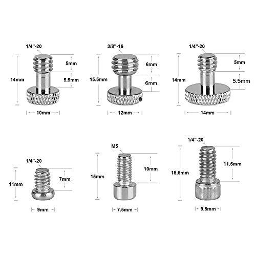 1/4"-20 & 3/8"-16 & M5 Thread Screw Nuts Assortment Kit for DSLR Camera Cage ... - Bild 2 von 4