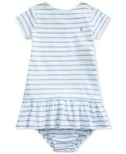 NWT Polo Ralph Lauren Blue Girls Striped Jersey Dress Bloomer 9 Months pau2021