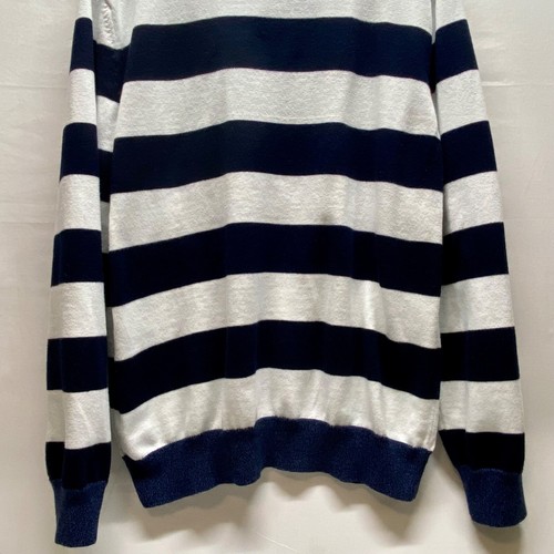 Express Sweater Men's XL Navy White Striped Shawl Neck Cotton Blend Soft Casual - Picture 8 of 16
