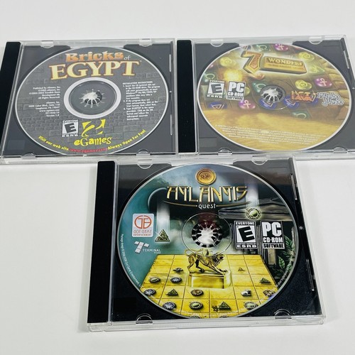 Atlantis Quest, Bricks of Egypt and 7 Wonders Of The Ancient World PC CD-ROM Lot