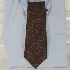 Neck Tie Mens Red Silk Satin Suit Preppy Chic Foulard Geo Art Wine Dark S GATTI