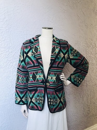 Vintage Chimayo Style Cotton Blanket Jacket Southw