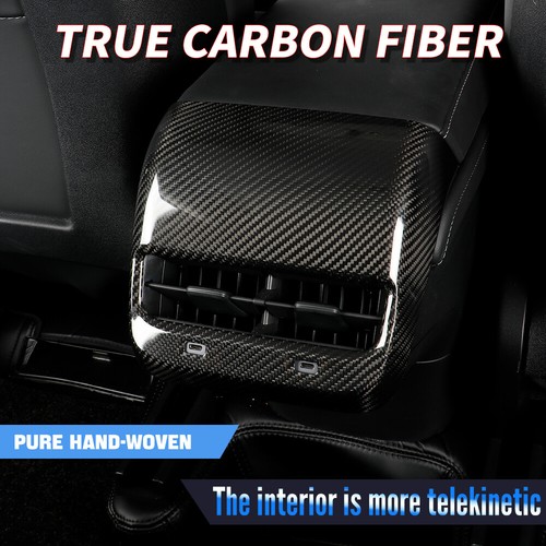 Dry Carbon Fiber Rear AC Vents Cover Trim For Tesla Model 3/Y (2017-2023) - Imagen 3 de 8