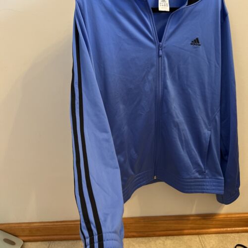 Unisex Adidas track jacket blue zip up jogger 3 stripe Clima365 Size XL (1) - Picture 2 of 8