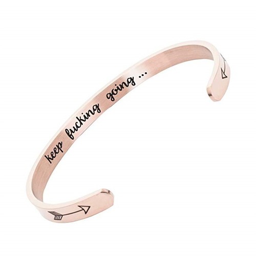 Fashion Women Retro Inspirational Letter Word Stainless Steel Open Bracelet 1698 - Picture 5 of 10