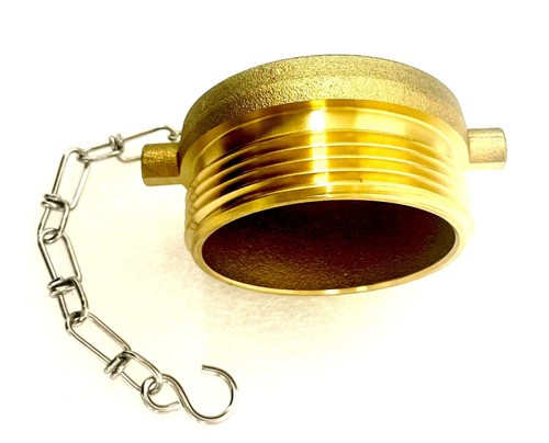 2-1/2" NST NH Feuerwehrschlauch Hydranten Messing Stopfen mit Edelstahlkette (FDC-Stecker) - Bild 5 von 5