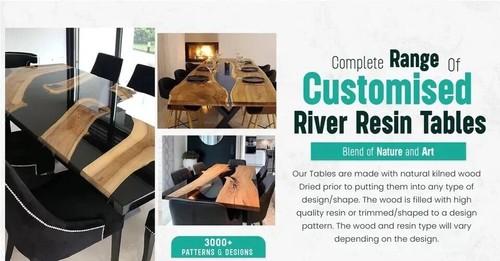 Blue Ocean Epoxy Resin Table | River Dining Table | Handmade Wood Art Furniture - Picture 6 of 8