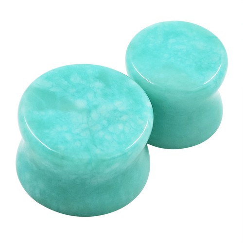 PAIR Organic Natural Stone Ear Gauges Ear Plugs Double Flared Piercing 2g-5/8" - Picture 51 of 65