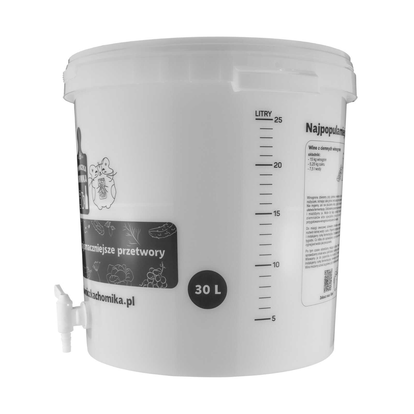 30L Fermentation/ Brewing Bucket with Tap & Airlock Home Brew, Wine