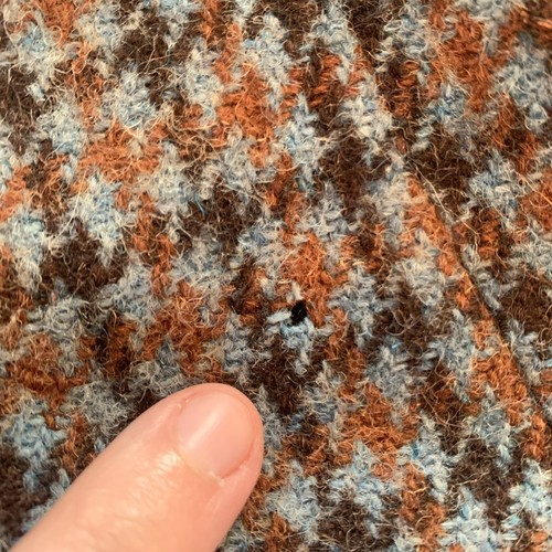 Harris Tweed Houndstooth Double Breasted Coat Vtg 60s 70s Blue Brown Long S / M - Picture 7 of 15