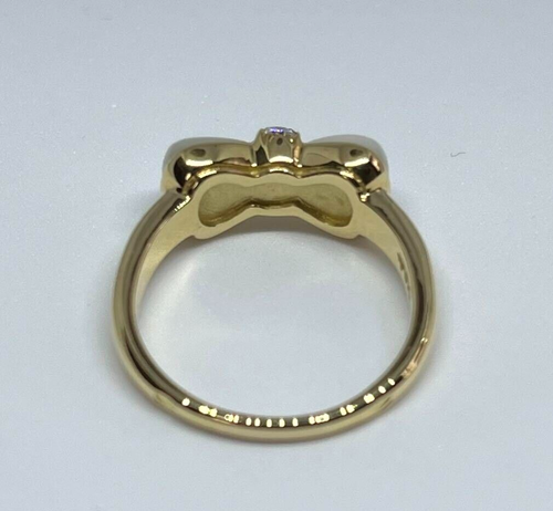 Van Cleef & Arpels Vintage Diamond and White Coral 18k Yellow Gold Bow Ring 6.75 - Picture 2 of 12
