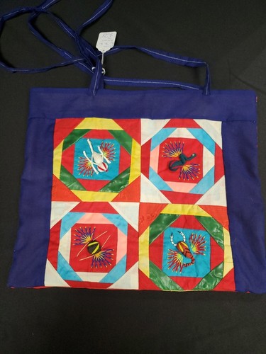 Bai Jia Bei Chinese Quilt Tote Bag Purse Embroidered Panda Frog Folk Art Vintage