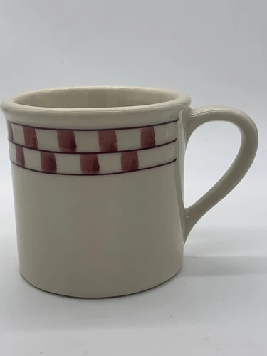 Hartstone Pottery 2 Rows of Red Checkered Pattern 12oz Coffee Tea Mug Vintage