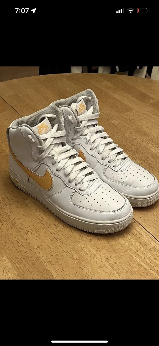 Nike Air Force High &#039;07 White/University Gold AT4141 101 size 10 NO STRAPS | eBay