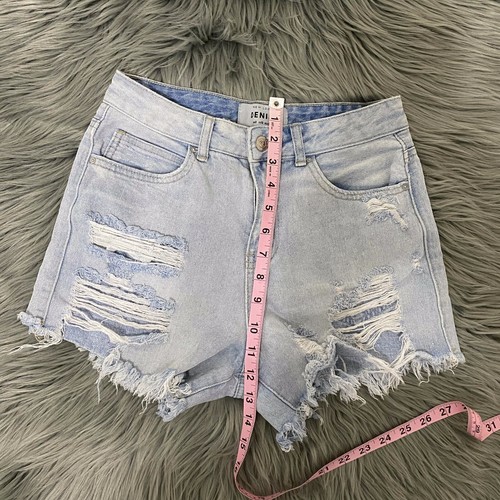 New Look Denim Jean Womens High Rise Shorts Size 4 Ripped Blue #1412 - Picture 9 of 9
