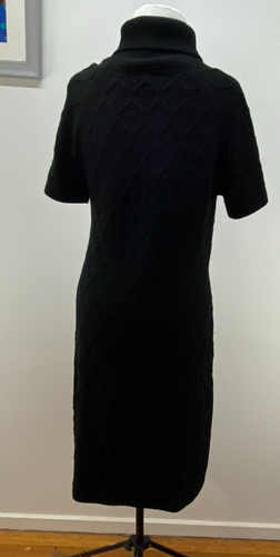TOORALLIE SIZE L / 12/ 14 WOMENS BLACK AUSTRALIAN MERINO WOOL DIAMOND KNIT DRESS - Picture 3 of 8