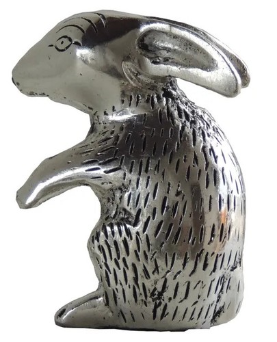 Rabbbit Statue Aluminium Showpiece Home Table Decoration Figurine 2.5*1.5*3 Inch - Picture 2 of 16