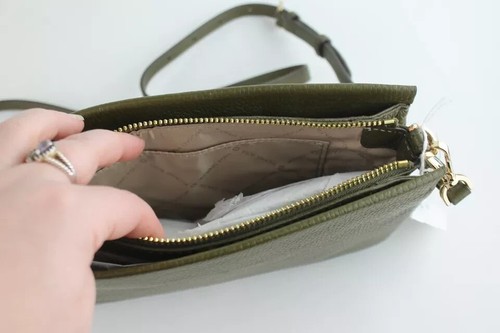 Michael Kors Gsst Crossbody Pebble Leather Purse Duffle Grn 35S0GTVC9L - Picture 8 of 11