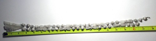 VTG ETHNIC PENDANT 2 1/2" STRIPED GREY & WHITE SEMI-TRANSLUCENT STONE 30" CHAIN - Bild 12 von 12