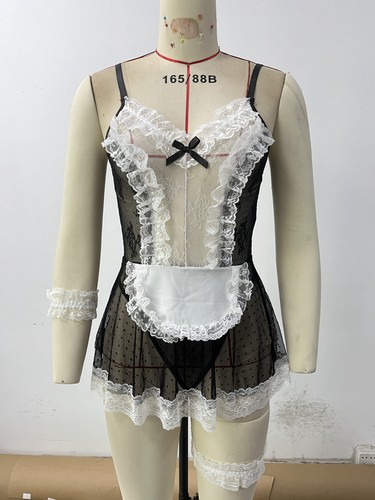 Sexy Lingerie Maid/Adult High School Girl Top Mini Plaid Skirt Uniform Cosplay - Picture 232 of 234