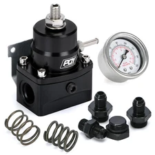 Universal Adjustable Fuel Pressure Regulator Kit 3-70psi Guage AN6 Fitting Black