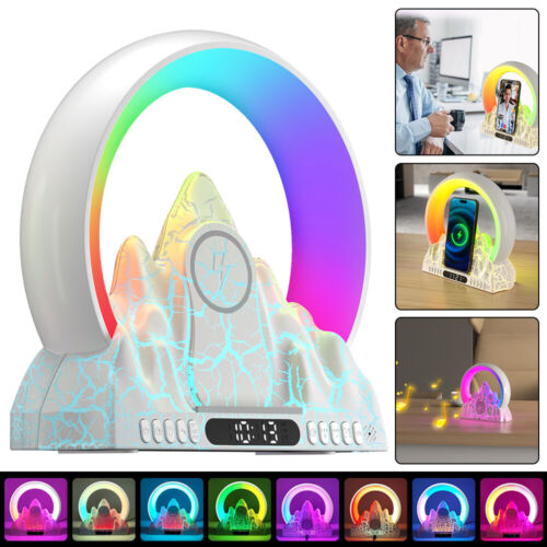 Wireless Charger Night Light App Control Bluetooth Speaker Smart Alarm Clock