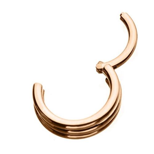 Triple Stack Hoop Surgical Steel Septum Clicker Nose Ear Hinged Tragus Ring - Foto 12 di 12