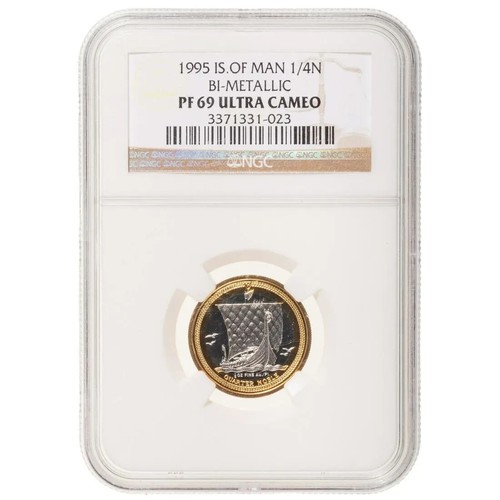 Isle of Man 1995 Bi-Metallic 1/4 Noble 1/4 oz Gold and Platinum NGC PF69 - Picture 3 of 5