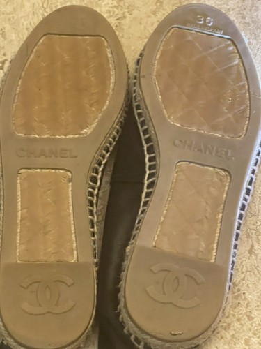 Chanel Zapatos Beige Negro Mujer Piel de Cordero Cuero Alpargatas Talla 36 EE. UU. 6 - Imagen 9 de 13