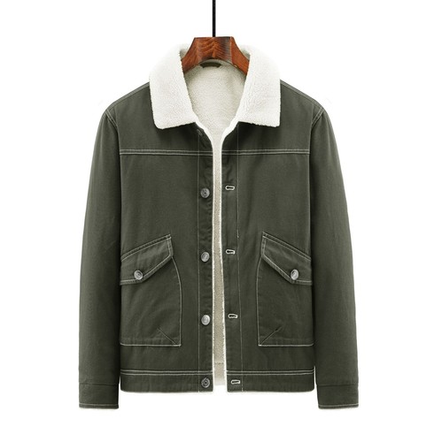 Abrigo cálido térmico informal para hombre Prendas exteriores Prendas para el torso Solapa Imitación Cordero Polar Chaqueta acolchada - Imagen 3 de 17