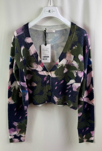 DOROTHEE SCHUMACHER geblümte weiche Strickjacke in grün/lila, Größe M