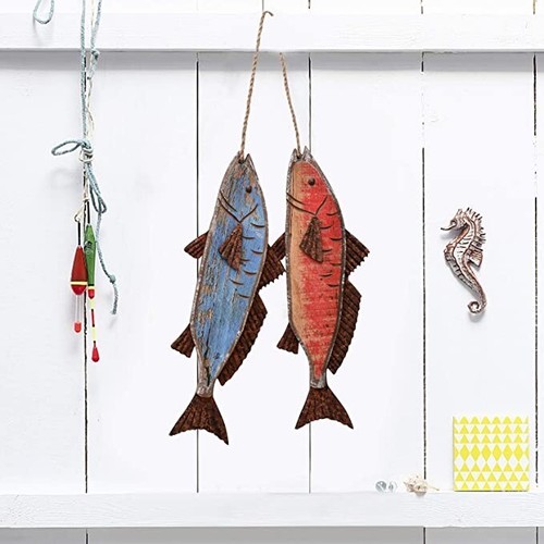 Rustic Nautical Fish Decor Beach Theme Home Decoration Fish Sculpture Home Decor - Picture 6 of 36