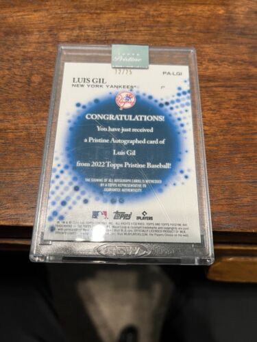2022 Topps Pristine Luis Gil incassato RC arancione rifrattore automatico /25 NY Yankees ROY - Foto 2 di 2