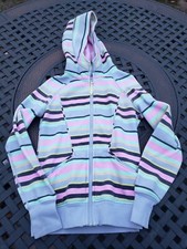 Ivivva Lululemon Girls Pastel Striped Hooded Jacket Sweatshirt Size 10