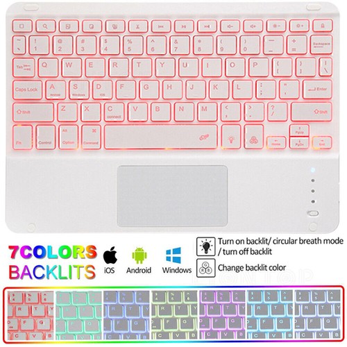 For iPad 7/8/9th Gen 10.2"/Air 3/Pro 10.5" Backlit Touchpad Keyboard Case Cover - Picture 100 of 109