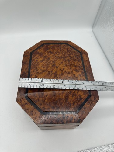Older Moroccan Burl Keepsake Jewellery Memory Treasure Box With Key - Bild 23 von 24