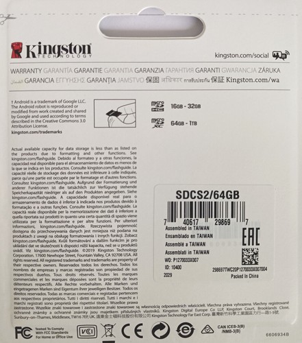Scheda MicroSD Canvas Select Plus  64GB CLASSE 10 Kingston - Foto 2 di 2