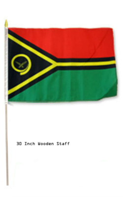 12x18 12''x18'' Vanuatu Country Stick Flag 30'' wood staff