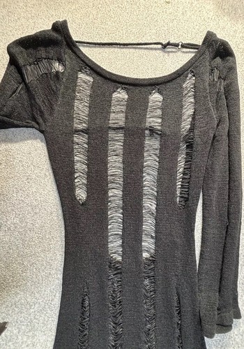 Women’s Backless Long Sleeve Laddered Knite Dress - Black Size X-Large NWOT - Picture 5 of 9