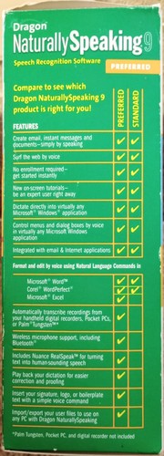 Dragon Naturally Speaking 9 Standard SPEECH RECOGNITION SOFTWARE  - Picture 2 of 7