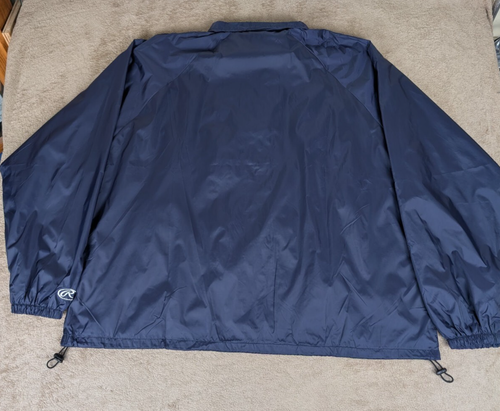 Rawlings 4XL Men's Navy Blue Softshell Sports Nylon Button Up Jacket Lined NWT - Picture 2 of 14