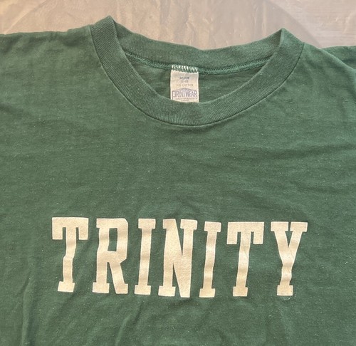 Camiseta estampada vintage Trinity puntada única color verde talla mediana - Imagen 3 de 4