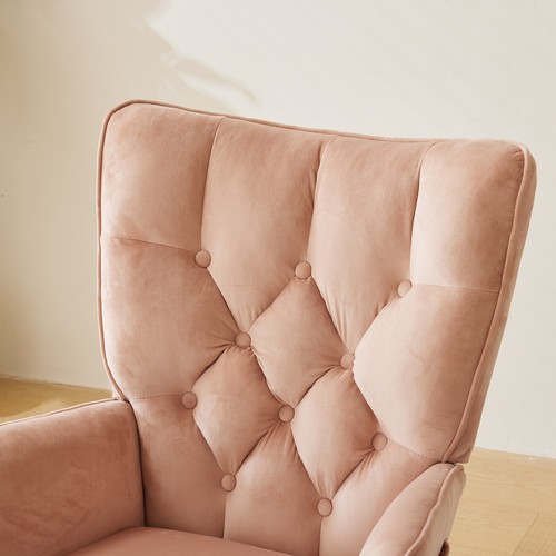 Rocking Chair Nursery Upholstered Glider Rocker with High Backrest Stylish Chiar - Picture 12 of 20