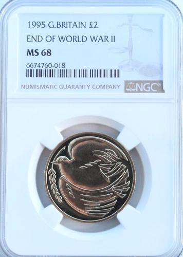 1995 £2 Two Pound End Of World War II NGC MS68 Dove Great Britain Uncirculated