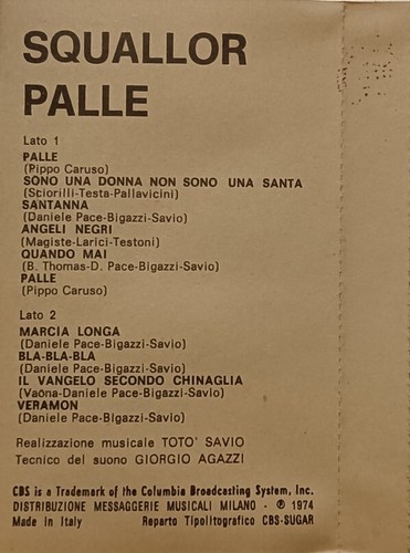 Squallor ‎– Palle (Cassette) - Picture 2 of 3