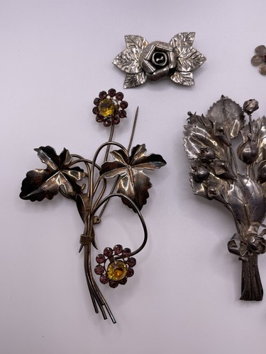 Set of 5 Sterling Silver Retro Vintage Brooches Pins - Picture 6 of 10